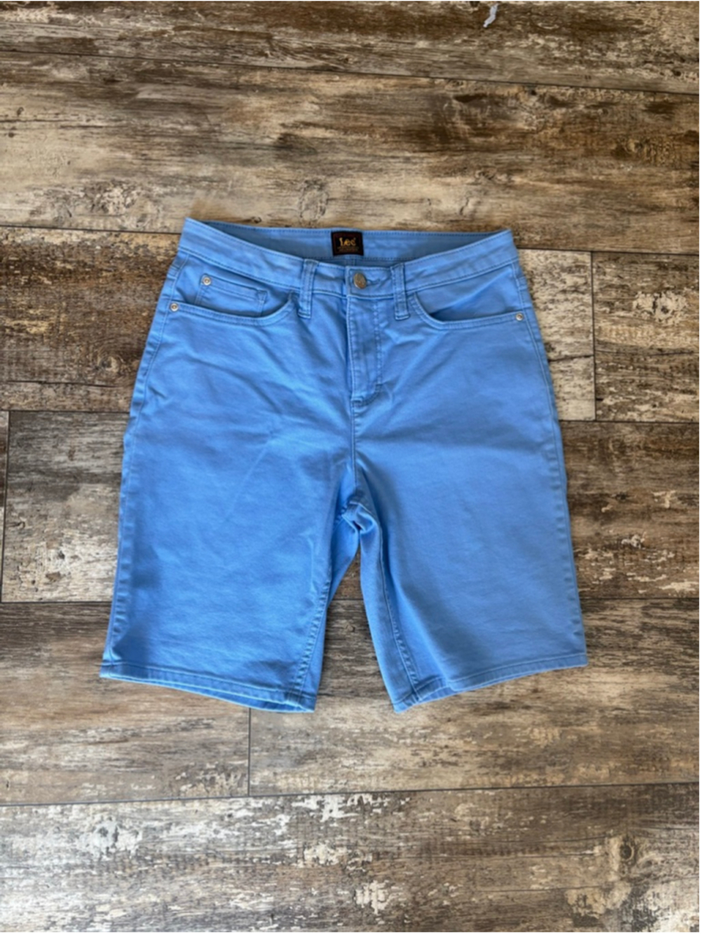 Vintage Lee Denim Bermuda Shorts Blue High Rise Mom Shorts Size 10 Y2K